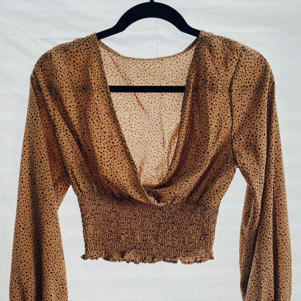 Long Sleeve Cheetah Print Crop